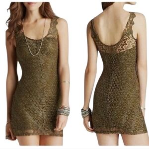Free People Foiled Again Olive Lace Dress